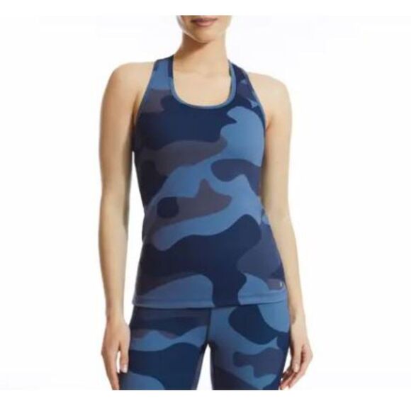 NEW Yogaworks Tank Top Blue Camo Racerback Size Large NWT Activewear - Picture 1 of 4